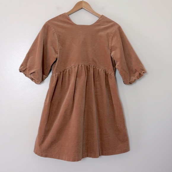 Everlane corduroy babydoll puff sleeve mini dress camel size XS - Picture 13 of 14